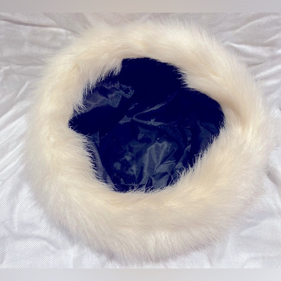 *3 for $20* PRICE DROP! Winter Hat, Golden Brown Velvet Cap, Ivory Faux Fur Trim - Picture 6 of 9